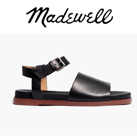 Madewell The Noelle Ankle Strap Flat Black Minimalist Shoes Sandals ND986 7.5 - Picture 2 of 13